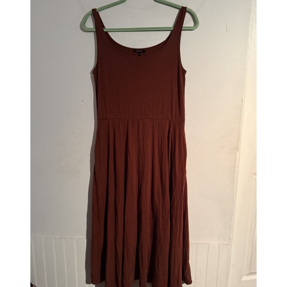 Quince Large Tencel Jersey Fit & Flare Dress Brown Basic Sleeveless Boho
